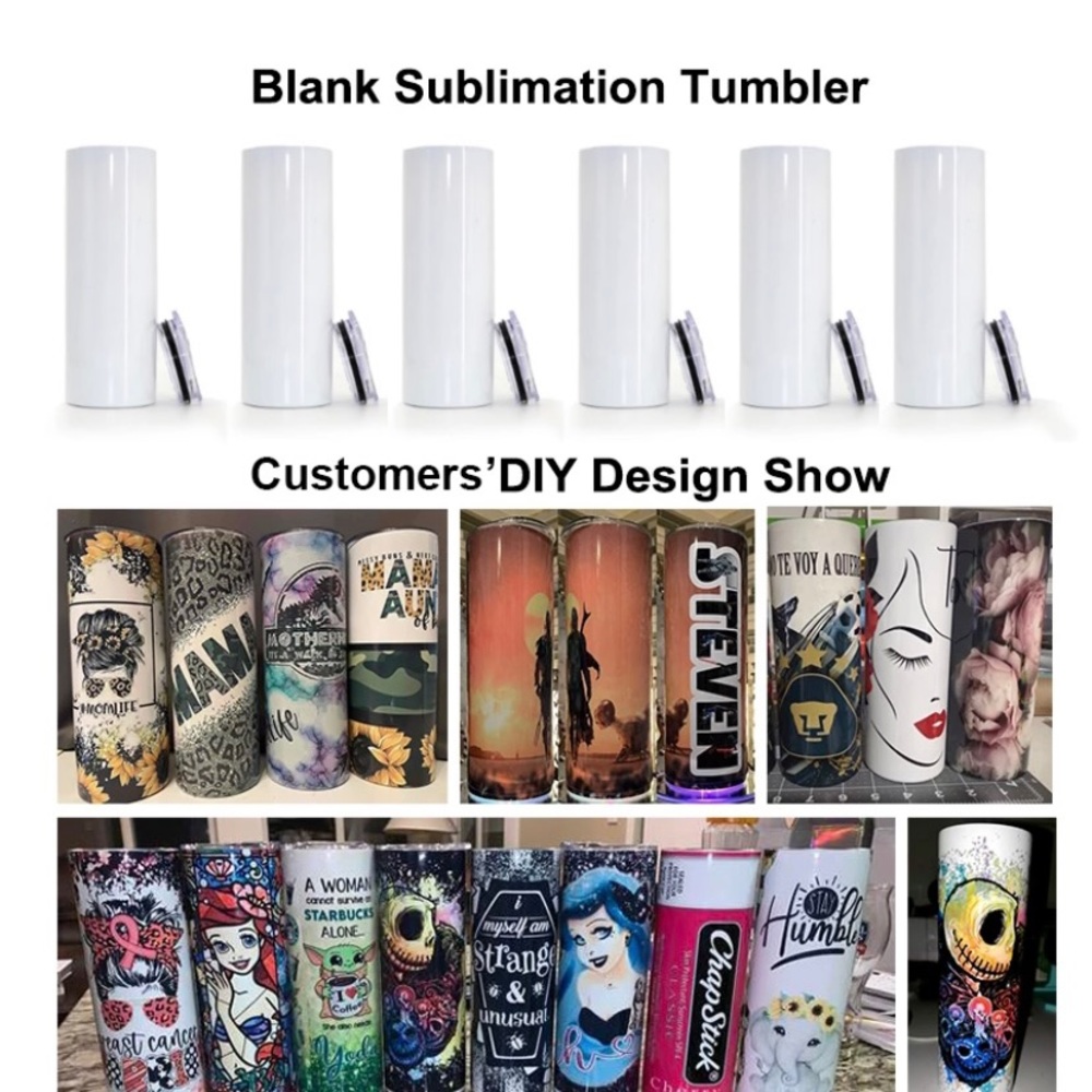 10 Blank white sublimation 20oz Tumblers with lid & reusable straw